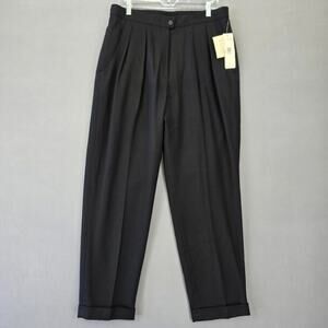 Rena Rowan for Saville Pleated Wool Pants Womens Plus Size 14W Black Onyx Cuffed
